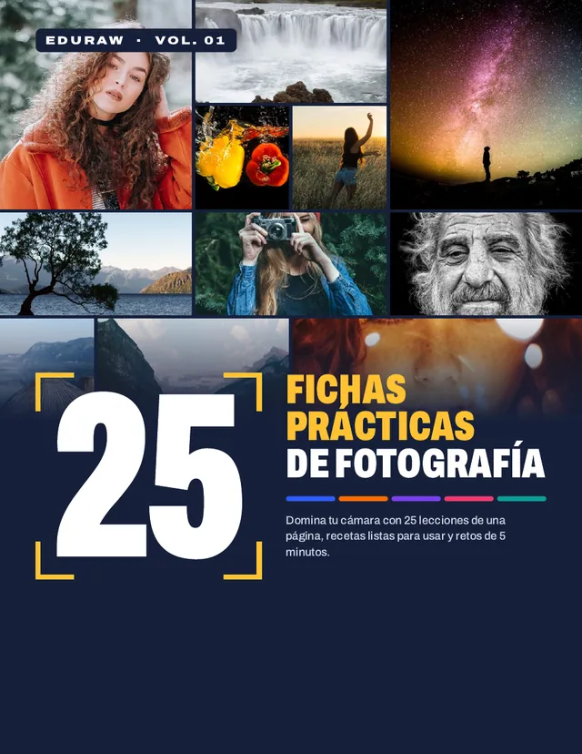 Portada de 25 fichas prácticas de fotografía